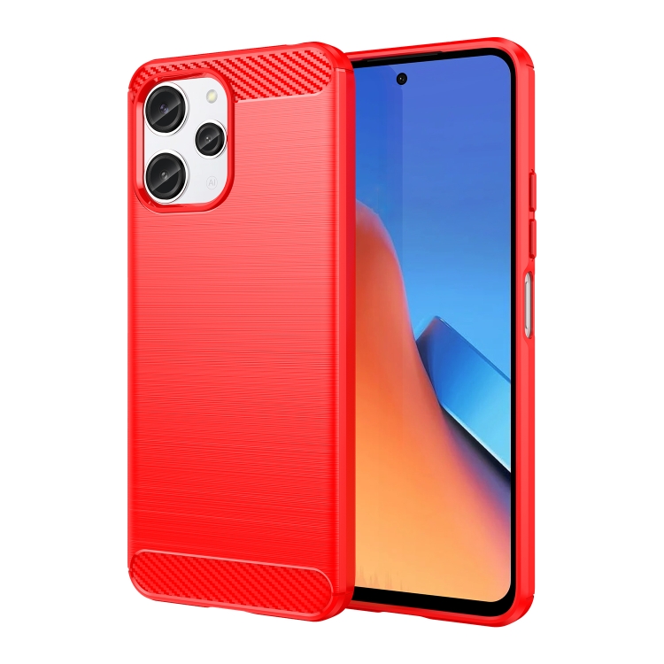 Husa p/u Xiaomi Redmi 12 Brushed Texture Carbon Fiber Phone (Red)
